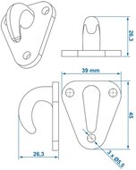 43 x 37 mm zwarte kunstof touwhaak - nylon bindhaak - eleastiekhaak - aanhangernet haak - carrosseriehaak&nbsp;- zeilhaak