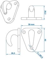 43 x 37 mm grijze kunstof touwhaak - nylon bindhaak - eleastiekhaak - aanhangernet haak - carrosseriehaak - zeilhaak