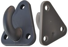 43 x 37 mm grijze kunstof touwhaak - nylon bindhaak - eleastiekhaak - aanhangernet haak - carrosseriehaak - zeilhaak