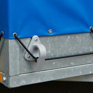 65 x 45 mm nylon - kunstof touwhaak met oog en haak op voetplaat - gaaskleedhaak - bevestigingshaak - montageoog - zeiloog - bi