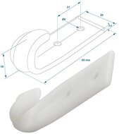 65 x 20 mm wit kunststof nylon&nbsp;touwhaak schroefbevestiging&nbsp;- witte bindhaak voor de aanhanger - sjorhaak - nethaa