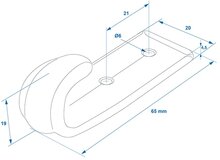 65 x 20 mm wit kunststof nylon&nbsp;touwhaak schroefbevestiging&nbsp;- witte bindhaak voor de aanhanger - sjorhaak - nethaa