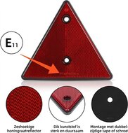133 x 152 mm driehoek reflector met e11 keurmerk - waarschuwingsdriehoek - reflectordriehoek met boutgaten 