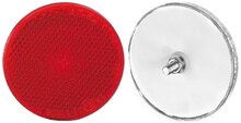 63 mm ronde rode&nbsp;reflector met e20 keur - &nbsp;reflector rood met boutverbinding - aanhangerreflector voor de achterk