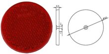 63 mm ronde rode&nbsp;reflector met e20 keur - &nbsp;reflector rood met boutverbinding - aanhangerreflector voor de achterk