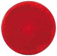 63 mm ronde rode&nbsp;reflector met e20 keur - &nbsp;reflector rood met boutverbinding - aanhangerreflector voor de achterk