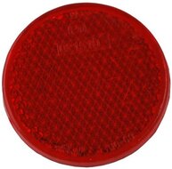 63 mm ronde rode&nbsp;reflector met e20 keur - &nbsp;reflector rood met boutverbinding - aanhangerreflector voor de achterk