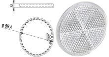 60 mm ronde witte reflector zelfklevend met e 20 keurmerk - reflector rond wit - aanhangerreflector - plakreflector