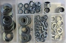 140 delige maten m6 - m8 en m10&nbsp;moeren en sluitringen assortiment - borgmoer - klemring - moer - ringen - veerring