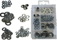 140 delige maten m6 - m8 en m10&nbsp;moeren en sluitringen assortiment - borgmoer - klemring - moer - ringen - veerring