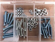 50 delige assortiment doosje m3 - m4 en m5 bouten en moeren met kruiskop - moer en bout - opbergboxje bouten en moeren