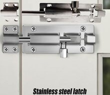 deurschuif rvs&nbsp;15 cm lang - schuif grendel 6'' - poortslot - deurslot - loopdeur slot - deursluiting&amp;#x00a