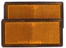 86 x 40 mm benson 2x oranje rechthoek&nbsp;reflector plak e4 keurmerk - plakreflector&nbsp;- reflectoren zijkant van de aan