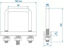 2 delige montageklem koker voor&nbsp;neuswielklem&nbsp;-&nbsp;klemmen voor kokerprofiel - u beugel voor een neuswiel klem&nbsp;