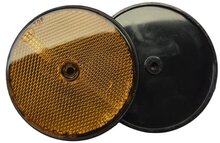2X 85 mm ronde oranje / amber schroefbare reflector e4 keurmerk - boutbare reflector rond - aanhangerreflector zijkant