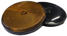 2X 85 mm ronde oranje / amber schroefbare reflector e4 keurmerk - boutbare reflector rond - aanhangerreflector zijkant