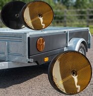 2X 85 mm ronde oranje / amber schroefbare reflector e4 keurmerk - boutbare reflector rond - aanhangerreflector zijkant