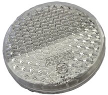 63 mm ronde witte&nbsp;reflector met e20 keur - &nbsp;reflector wit&nbsp;met boutverbinding - aanhangerreflector voor de 