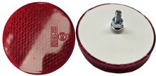 63 mm ronde rode&nbsp;reflector met e20 keur - &nbsp;reflector rood met boutverbinding - aanhangerreflector voor de