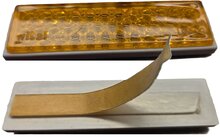 70mm x 20mm oranje / amber rechthoekige plak reflector - zelfklevende langwerpige zijreflector - wital reflectoren