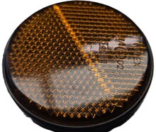 60 mm ronde oranje / amber plak reflector e3 keurmerk - ronde zelfklevende zijreflector radex - voertuigreflector