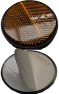 60 mm ronde oranje / amber plak reflector e3 keurmerk - ronde zelfklevende zijreflector radex - voertuigreflector