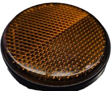 60 mm ronde oranje / amber plak reflector e3 keurmerk - ronde zelfklevende zijreflector radex - voertuigreflector