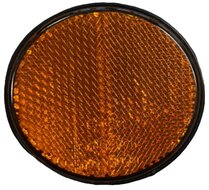 60 mm ronde oranje / amber plak reflector e3 keurmerk - ronde zelfklevende zijreflector radex - voertuigreflector
