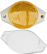 117 x 80 mm oranje / amber ovale reflector&nbsp;e20 keurmerk schroefbaar&nbsp;- zijmarkering reflector boutverbinding - wit