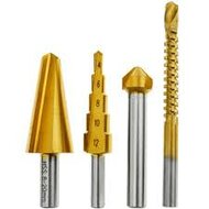 hss boren set 4 delig - stappenboor - freesboor - verzinkboor - kegelboor - borenset - boorset - hofftech