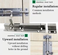 deurschuif rvs&nbsp;- schuif grendel 4'' - treksluiting - schuifslot voor poort of loopdeur - slot&nbsp;benso