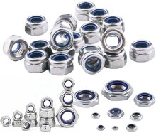 146 delige nylon moeren set - zelfborgmoeren&nbsp;- borgmoeren met nylond ring - borg moeren set m4 tot m12