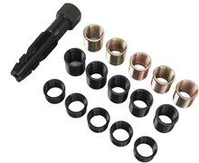 16 delige bougie draadreparatie set met tapse tapbout - m16 x 1,25 - bougiehulzen met inwendig m14 maat - bougiedraadreparatie 