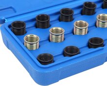 16 delige bougie draadreparatie set met tapse tapbout - m16 x 1,25 - bougiehulzen met inwendig m14 maat - bougiedraadreparatie 