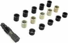 16 delige bougie draadreparatie set met tapse tapbout - m16 x 1,25 - bougiehulzen met inwendig m14 maat - bougiedraadreparatie 