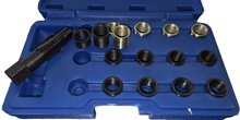 16 delige bougie draadreparatie set met tapse tapbout - m16 x 1,25 - bougiehulzen met inwendig m14 maat - bougiedraadreparatie 