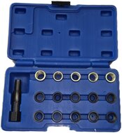 16 delige bougie draadreparatie set met tapse tapbout - m16 x 1,25 - bougiehulzen met inwendig m14 maat - bougiedraadreparatie 