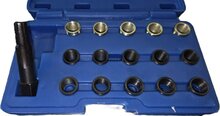 16 delige bougie draadreparatie set met tapse tapbout - m16 x 1,25 - bougiehulzen met inwendig m14 maat - bougiedraadreparatie 