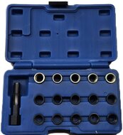 16 delige bougie draadreparatie set met tapse tapbout - m16 x 1,25 - bougiehulzen met inwendig m14 maat - bougiedraadreparatie 