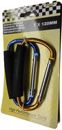 7x120 mm 2 delige karabijnhaken - musketonhaak aluminium met softgrip - draaghaken benson