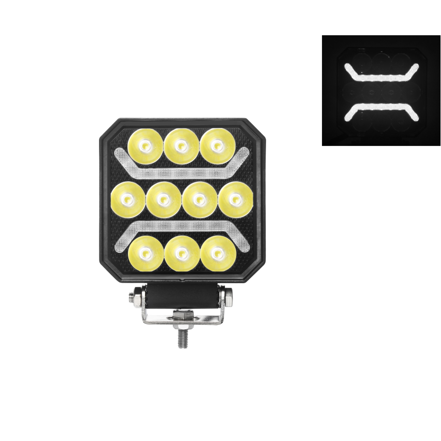 Werklamp vierkant LED - 15 Watt - Ledlamp - 10 LEDS + 2 strips  - 12/24 Volt - Verstraler