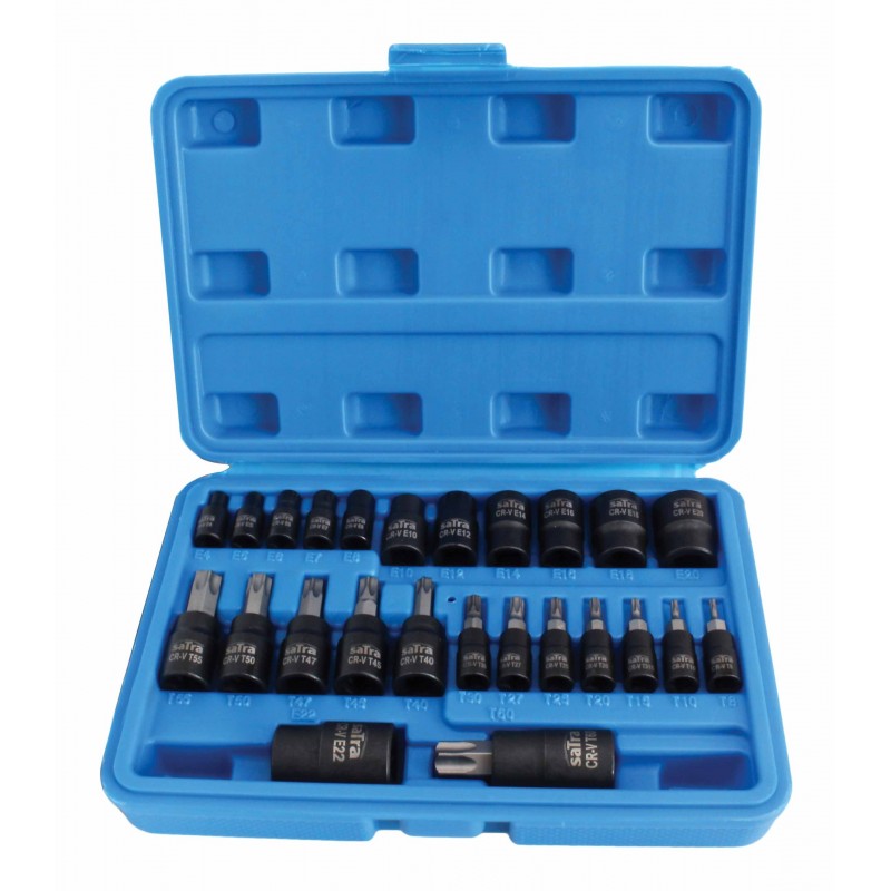 Torxdoppen set - 25 delig - 1/4, 3/8 en 1/2 duims - E-Torx - SATRA