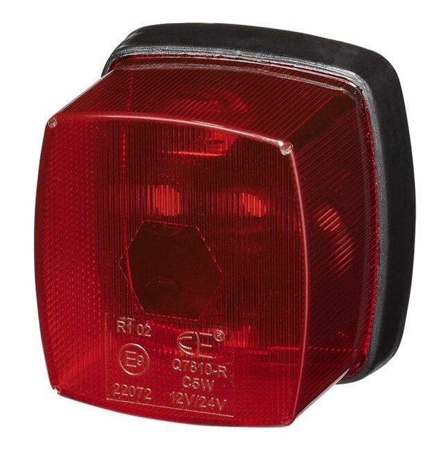 Zijmarkeringslamp, Contourlamp rood, 62mm x 66mm, E3 gekeurd