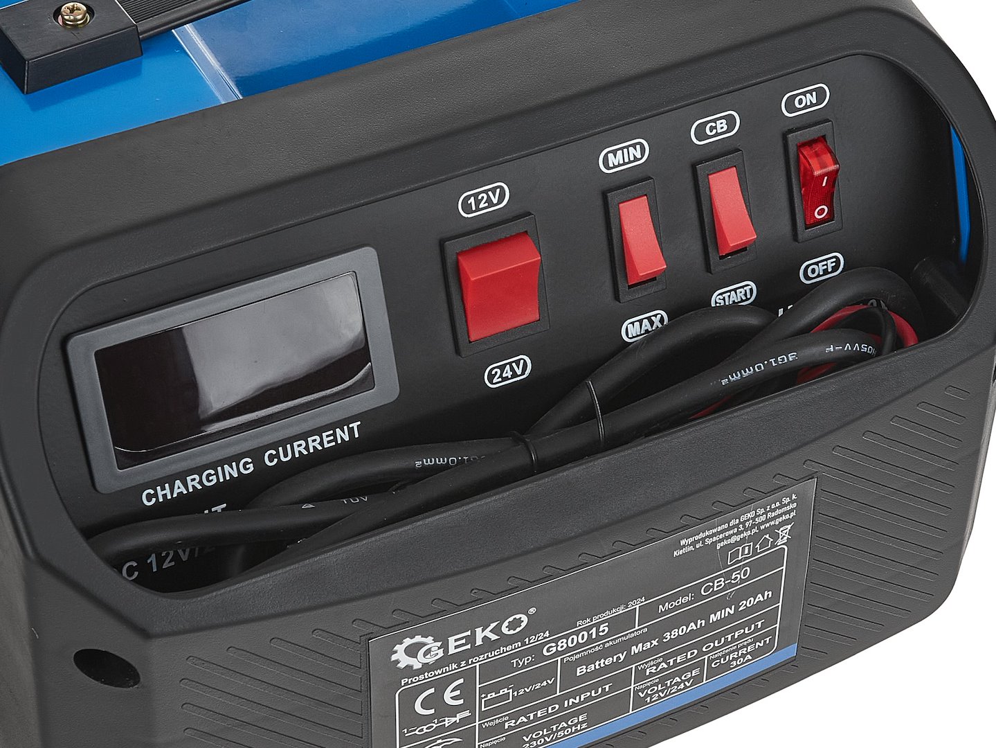 Toolland Acculader 12/24V - 20A Boost, Met Ampèremeter, Overbelastingsbeveiliging, Voor Auto's, Motoren, Boten