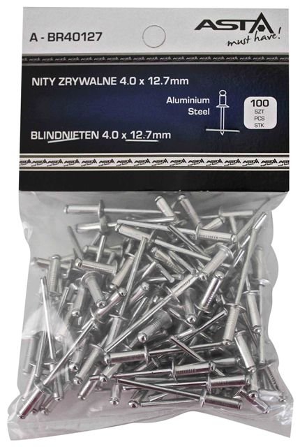 Popnagel set - 100 delig - Popnagels 4.8x12.7mm - Aluminium - ASTA