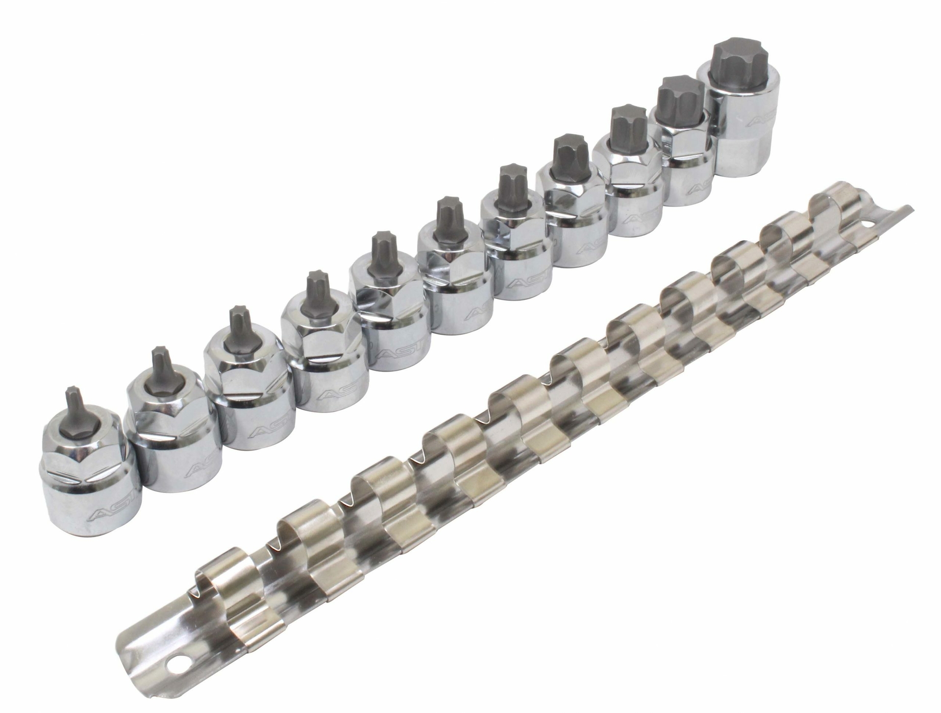 torxdoppen set 11 delig - torxdop 3/8'' - torxbitdop - torxbit doppen op rail - asta