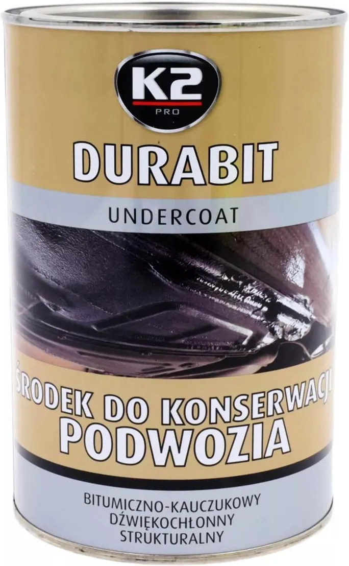 k2 durabit chassisconservering 1 liter blik - onderbodem beschermer bitumen - rubber beschermlaag - coating - wielkastbeschermi