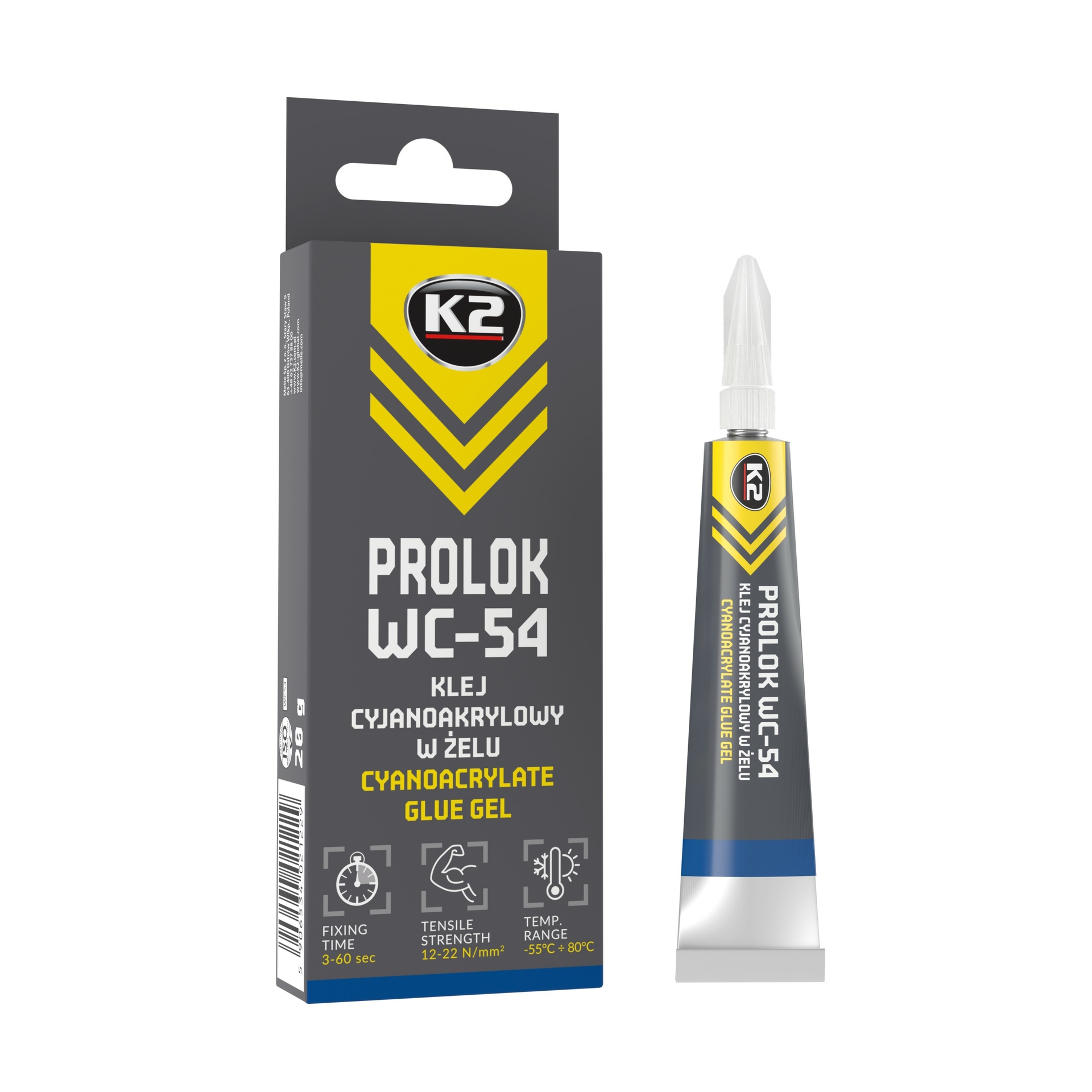 k2 prolok wc54 sneldrogende lijm - sterke lijm - cyanoacrylaatgellijm met hoge hechting en snel drogend.