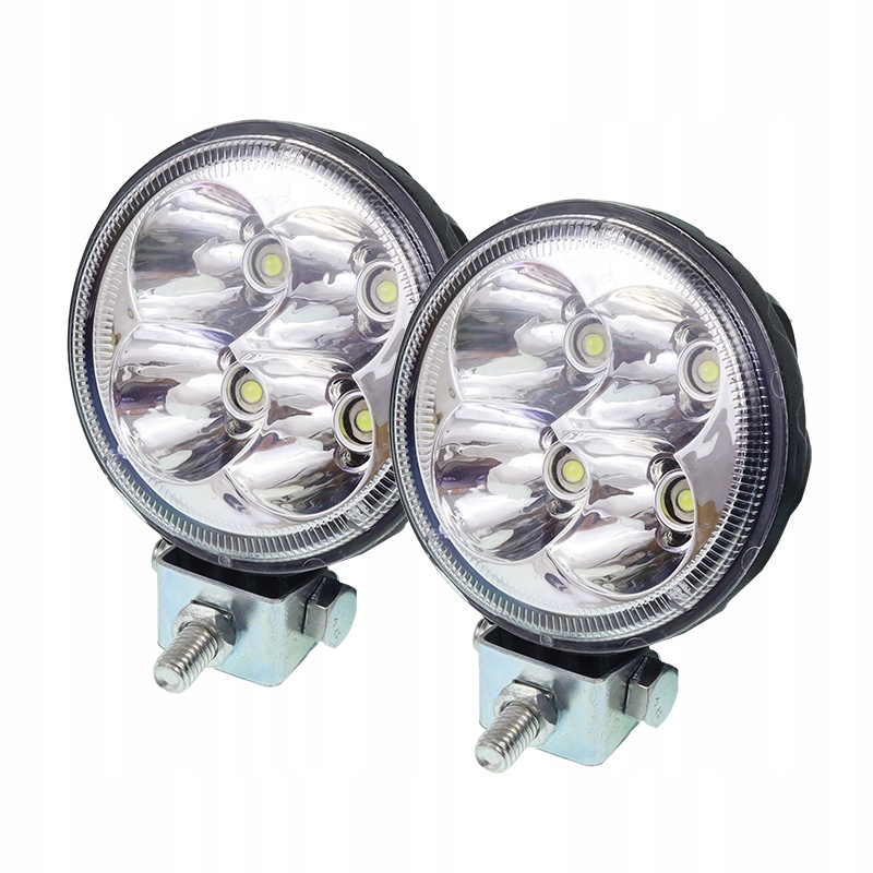 ronde led-werklamp, 4 led, 10-30v, 2st/set, aluminium behuizing.