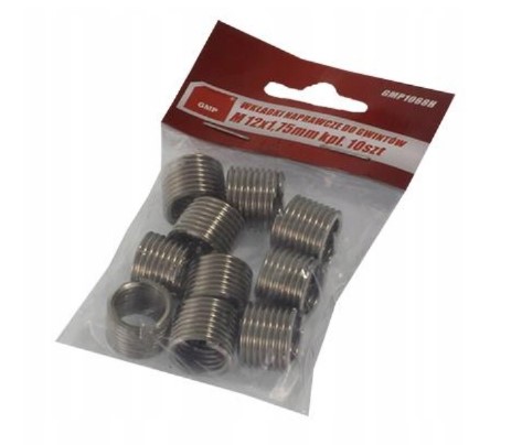 professionele draadreparatieset - m12x1.75mm - set van 10 - spiraalvormige draadinzetstukken